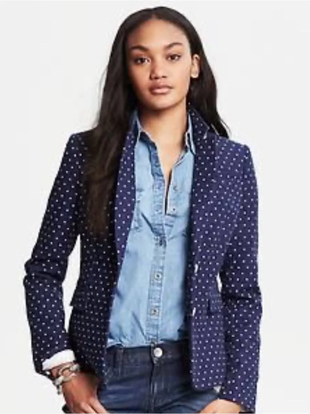 Banana Republic Navy Polka Dot Blazer with White Dots